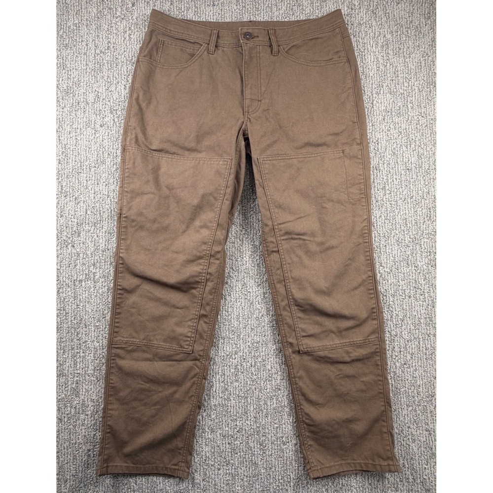 REI Co-op Double Knee Work Pants Men 36x32(31) Brown Utility Canvas Straight Leg